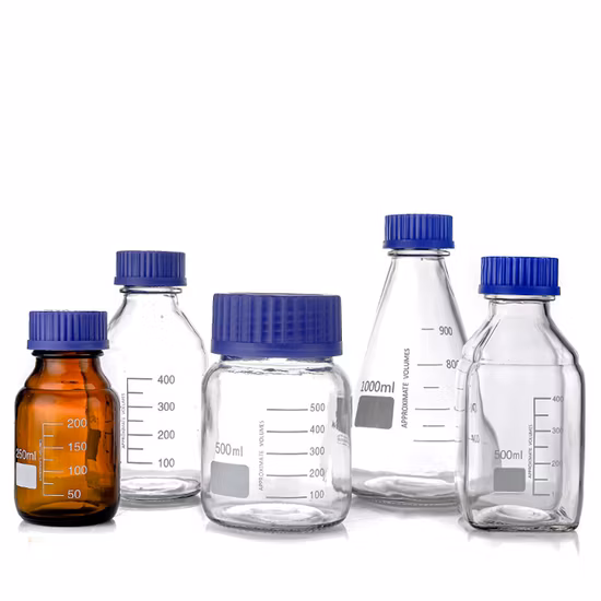 Laboratory Glass Borosilicate 3.3 Reagent Bottle 100ml-20000ml with Blue Screw Cap