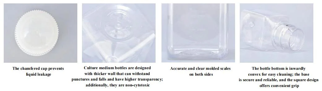 Biochemical Biochemistry Graduated Plastic Container PETG Square Media Bottle 125ml with Screw Lid