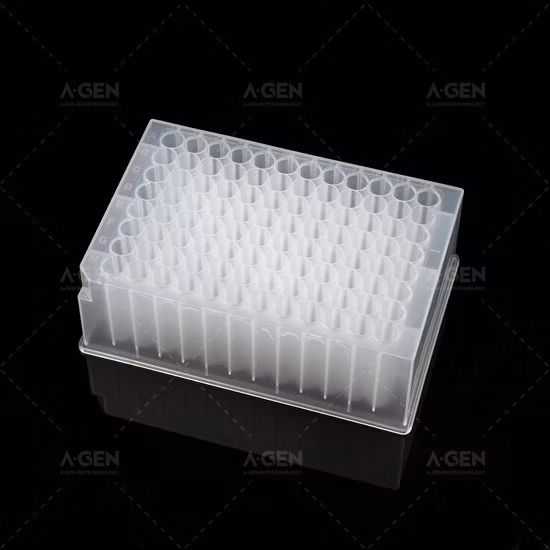 高い化学的安定性 V 底 120UL プラスチック実験室消耗品滅菌低保持 384 PP スクエアディープウェルプレート
